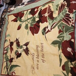 BPC9- Hummingbird Tapestry Throw "Friends are a blessing of the heart"